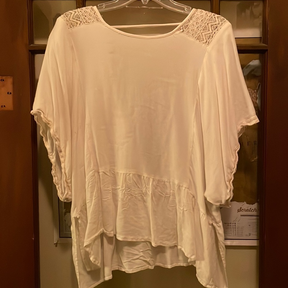 White open back top with lace detail